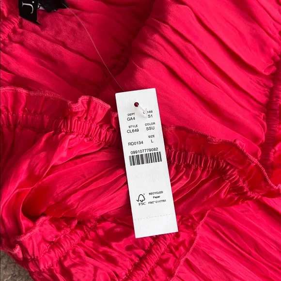 J. Crew Crinkled ruffle-trim dress Strawberry Pink Size L - Picture 8 of 9